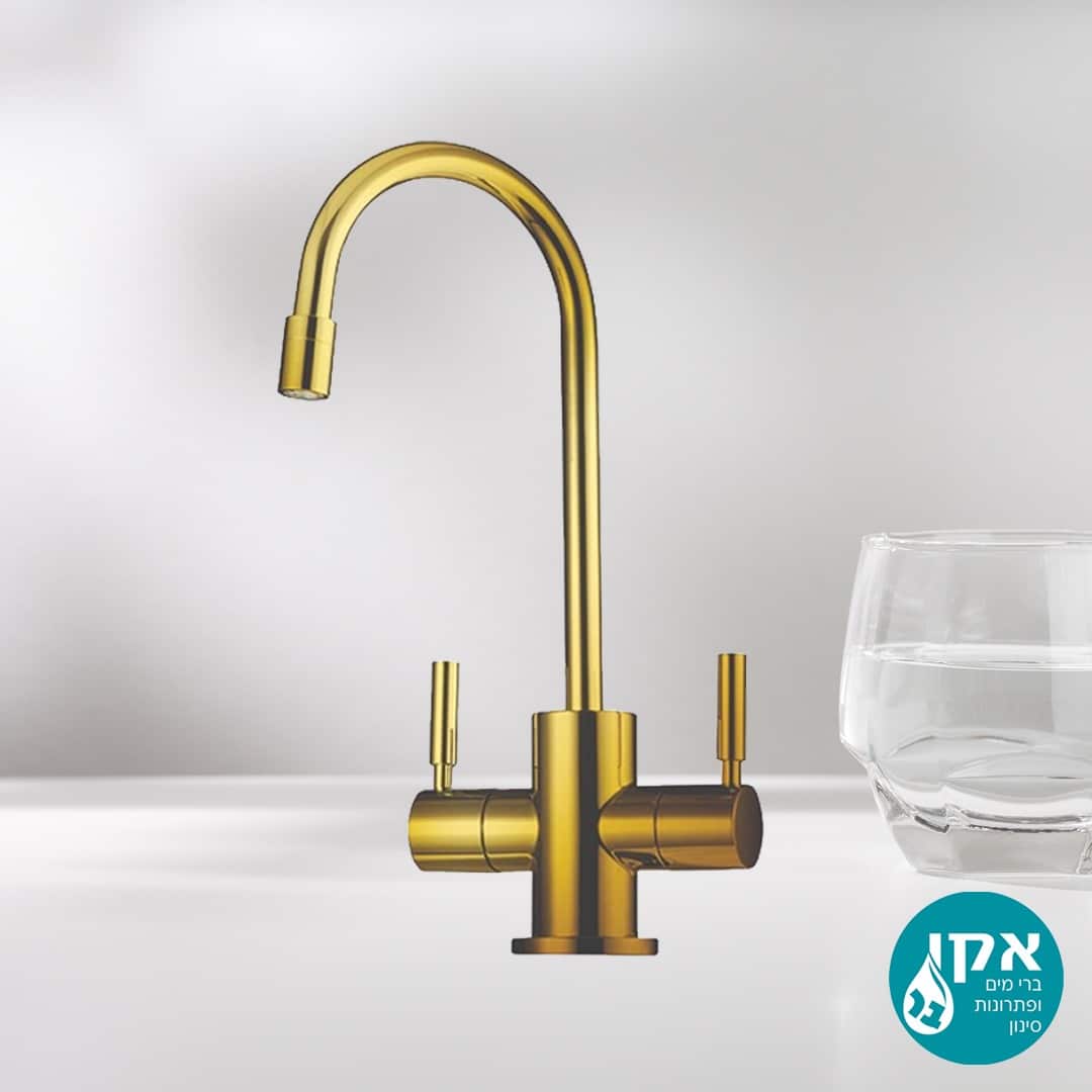 ברז מים מודרני למערכת חם קר תוצרת טאיוואן צבע זהב - יגל